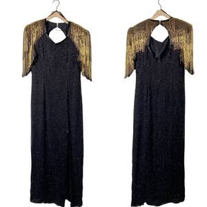 Vintage fantasy by lisa Kane pure silk beaded maxi dress